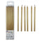 Gold Metallic Slim Candles 120mm with Holders Box12